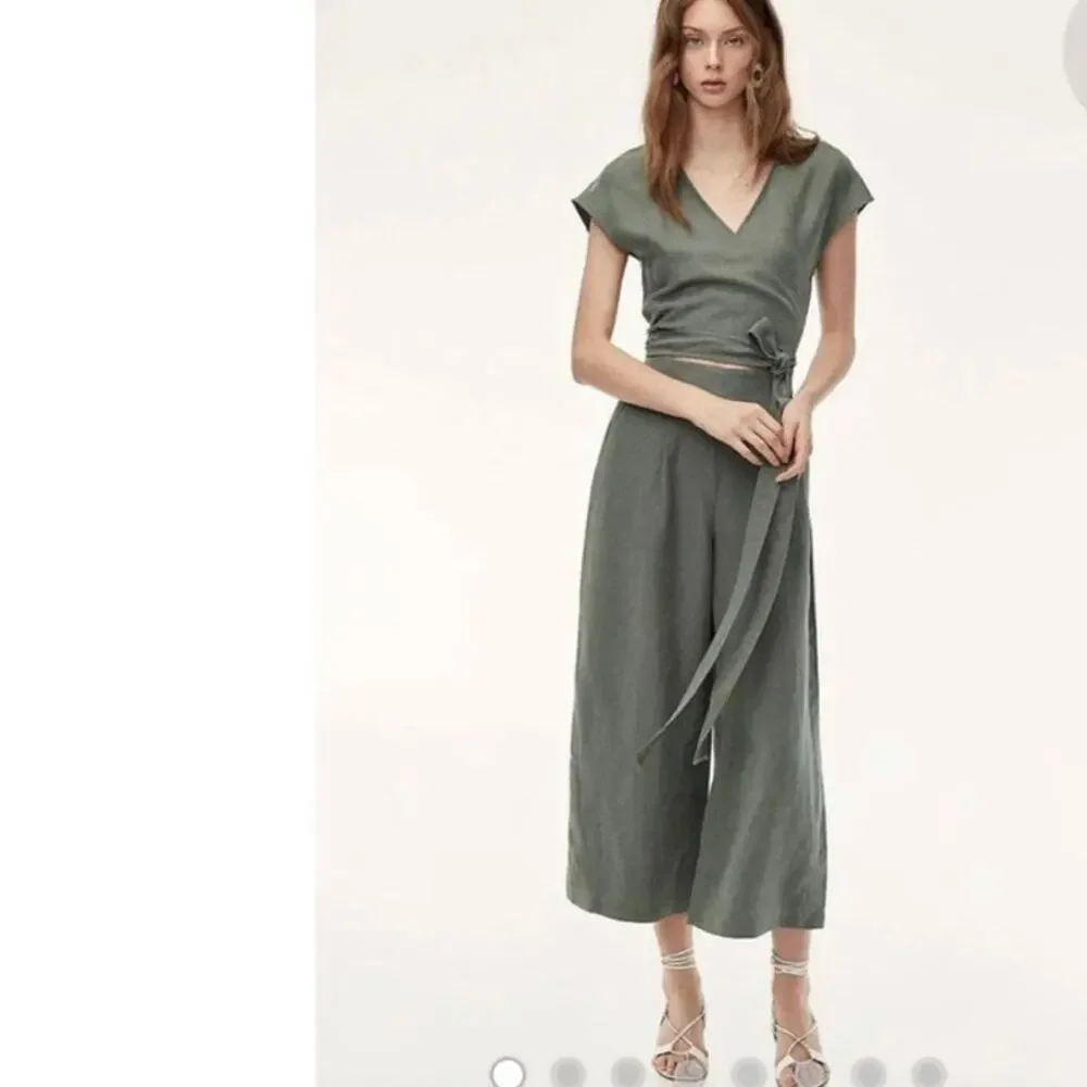 Wilfred Brax Jumpsuit by Aritzia is an olive-green linen-blend Size 8